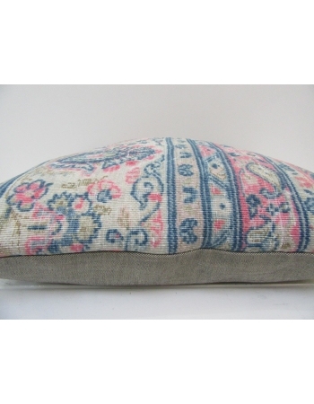 Handknotted Decorative Pink and Blue Turkish Pillow Cover