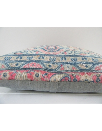 Handknotted Decorative Pink and Blue Turkish Pillow Cover