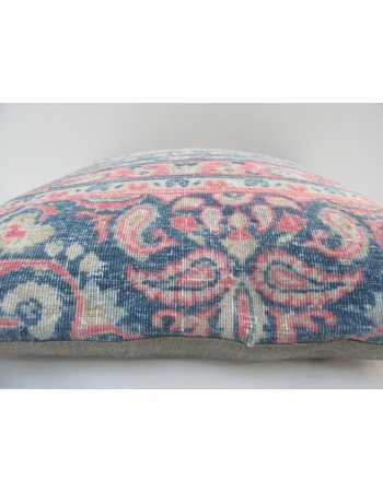 Handknotted Decorative Pink and Blue Turkish Pillow Cover