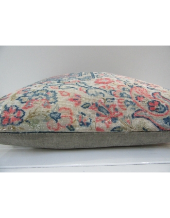 Handknotted Decorative Pink and Blue Turkish Pillow Cover