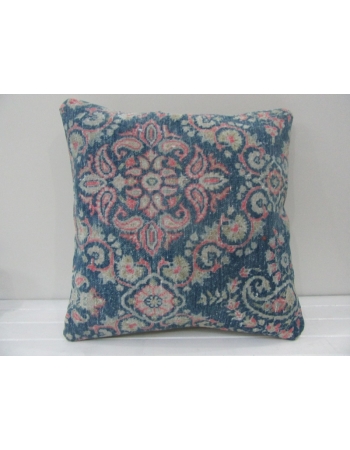 Handknotted Decorative Navy Blue and Coral Turkish Pillow Cover