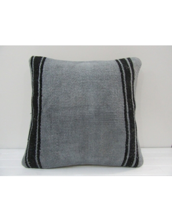 Handmade Black Striped Gray Turkish Kilim Pillow Cover