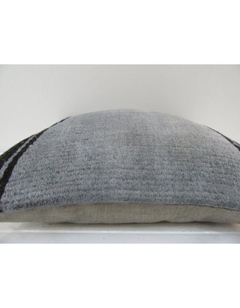 Handmade Black Striped Gray Turkish Kilim Pillow Cover