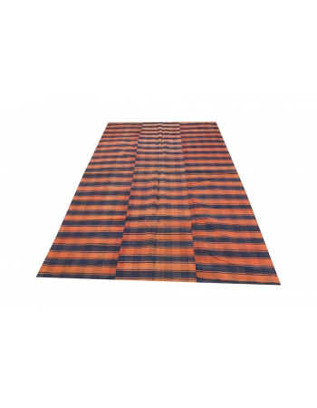 Navy Blue & Orange Kilim Textiles - 5`2