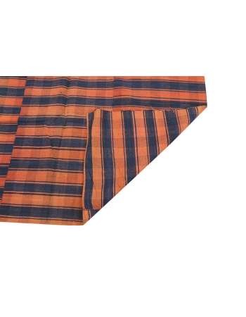 Navy Blue & Orange Kilim Textiles - 5`2