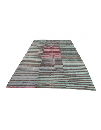 Striped Green Kilim Textiles - 6`6