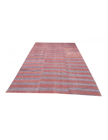 Blue & Red Striped Kilim Textiles - 6`5