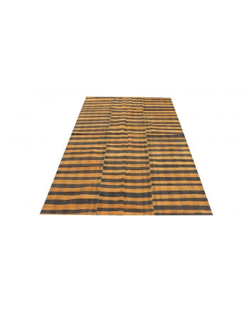 Mustard & Black Vintage Kilim Textiles - 4`7