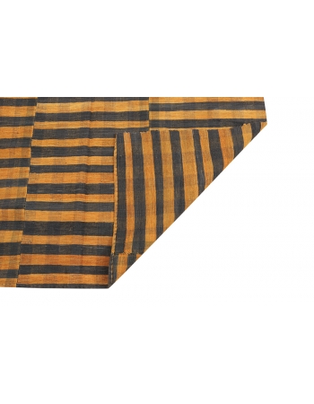 Mustard & Black Vintage Kilim Textiles - 4`7