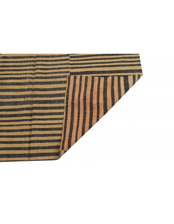 Black & Mustard Striped Kilim Textiles - 5`9