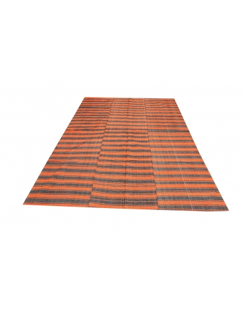 Orange & Black Vintage Kilim Textiles - 6`2