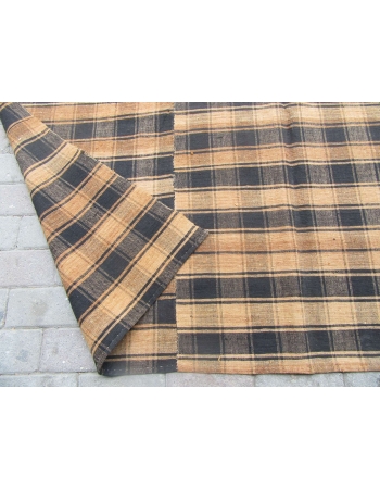 Black & Mustard Vintage Kilim Textile - 6`0