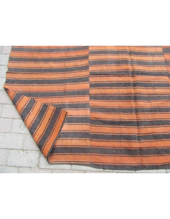Orange & Black Vintage Kilim Textile - 6`2