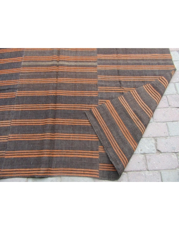 Brown & Orange Striped Kilim Textile - 5`11