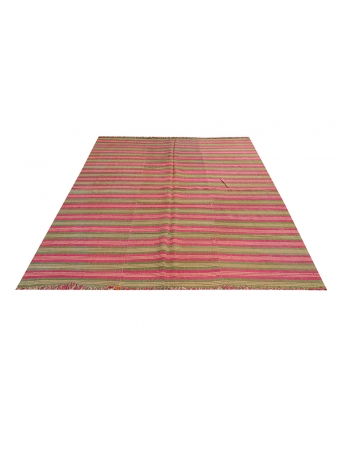 Pink & Green Vintage Kilim Textiles - 5`9