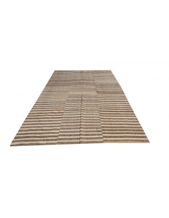 Brown & Ivory Striped Kilim Textiles - 6`6