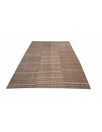 Brown Vintage Striped Kilim Textiles - 6`3