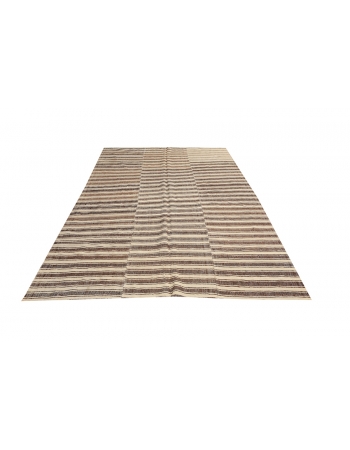 Brown & Ivory Striped Kilim Textiles - 6`3