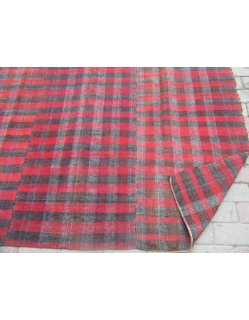 Red & Brown Vintage Kilim Textile - 6`2