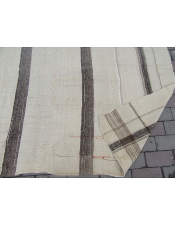 Ivory & Brown Vintage Kilim Textile - 4`7