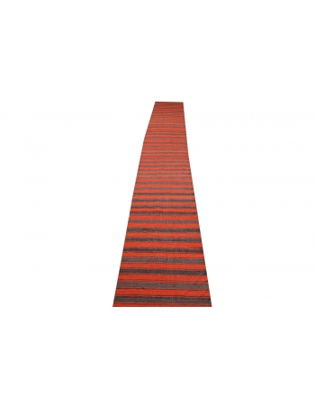 Orange & Dark Gray Kilim Textiles - 1`10