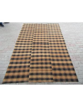 Black & Mustard Vintage Kilim Textile - 6`0