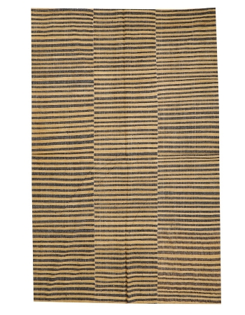 Black & Yellow Striped Kilim Textiled - 5`9" x 9`0"