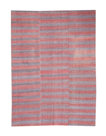 Blue & Red Striped Kilim Textiles - 6`5" x 9`3"