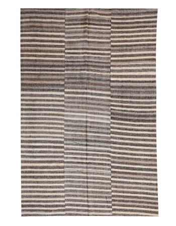 Brown & Ivory Striped Kilim Textiles - 6`6