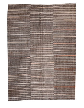 Brown Vintage Striped Kilim Textiles - 6`3" x 8`9"
