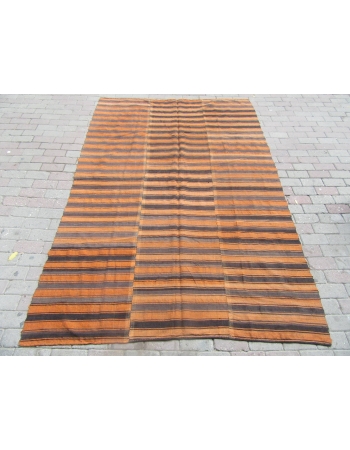 Gray & Orange Vintage Kilim Textile - 5`11" x 8`8"