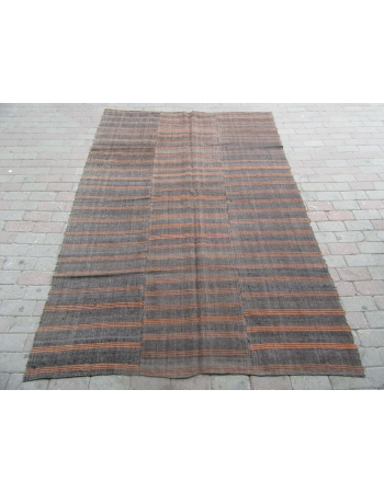 Gray & Orange Vintage Kilim Textile - 5`9" x 8`4"