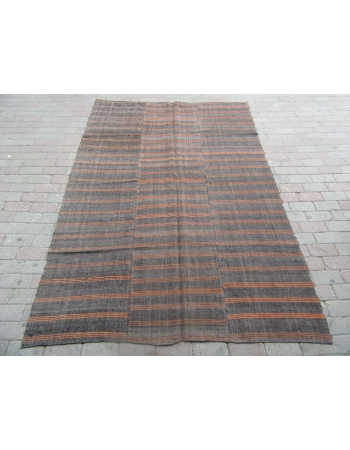 Gray & Orange Vintage Kilim Textile - 5`9