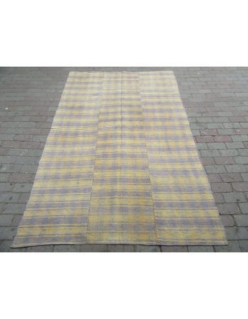Gray & Yellow Vintage Kilim Textile - 5`3" x 8`2"