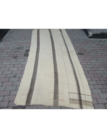 Ivory & Brown Vintage Kilim Textile - 4`7" x 10`2"