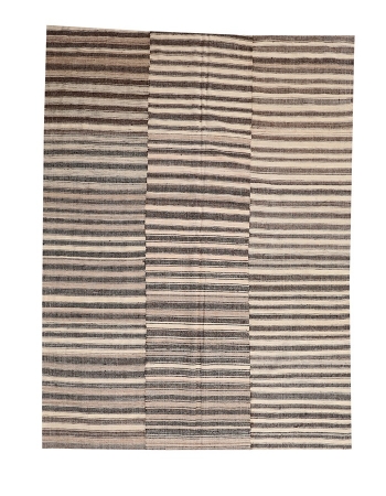 Ivory & Brown Vintage Kilim Textiles - 6`10" x 9`5"
