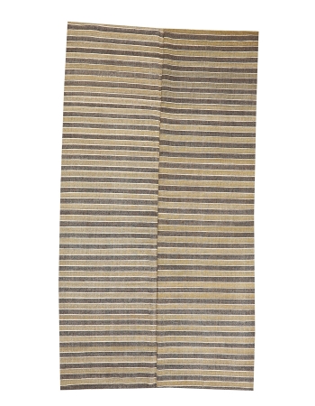 Khaki & Brown Vintage Kilim Textiles - 4`2" x 7`7"