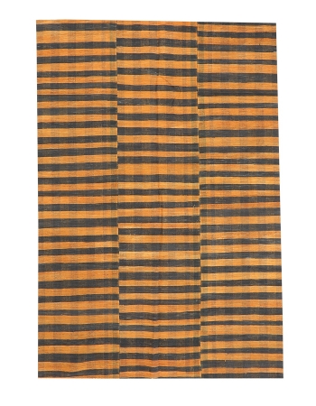 Mustard & Black Vintage Kilim Textiles - 4`7" x 6`10"