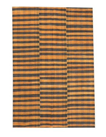 Mustard & Black Vintage Kilim Textiles - 4`7