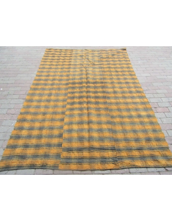 Mustard & Gray Vintage Kilim Textile - 5`11" x 9`8"