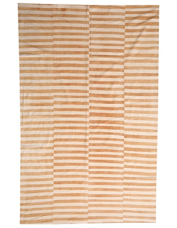 Mustard & White Vintage Kilim Textiles - 6`6" x 10`4"