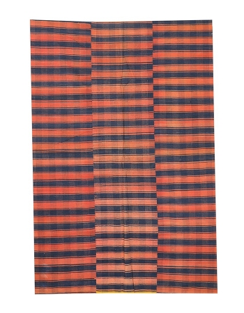 Navy Blue & Orange Kilim Textiles - 5`2" x 7`9"