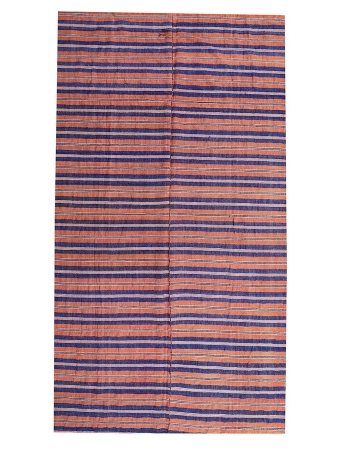 Orange & Blue Vintage Kilim Textiles - 5`2" x 9`0"