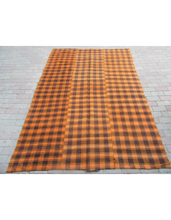 Orange & Brown Kilim Textile - 6`0" x 8`9"