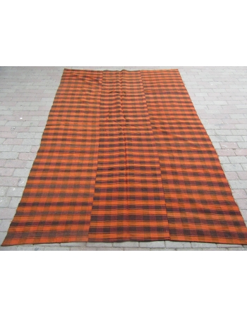 Orange & Brown Kilim Textile - 6`4" x 8`10"