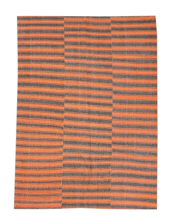 Orange & Brown Kilim Textiles - 6`7" x 8`11"