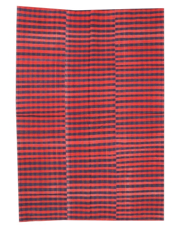 Orange & Navy Blue Kilim Textiles - 5`4" x 7`7"