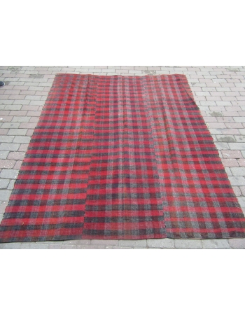 Red & Brown Vintage Kilim Textile - 6`2" x 7`3"