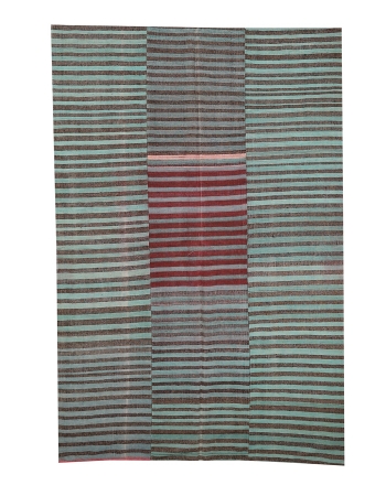 Striped Green Kilim Textiles - 6`6