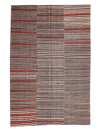 Striped Vintage Kilim Textiles - 6`1" x 8`11"